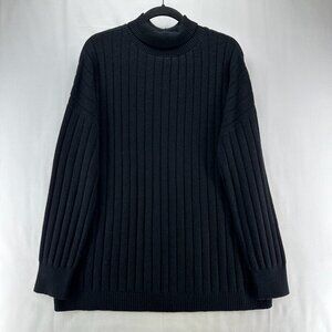 Nordstrom Sweater Womens Size L Ribbed Jumper Mock Neck Pullover Black